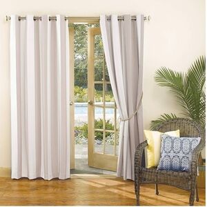 Sun Zero Stripe Indoor/Out UV Protectant Energy Efficient Grommet Curtain Panel